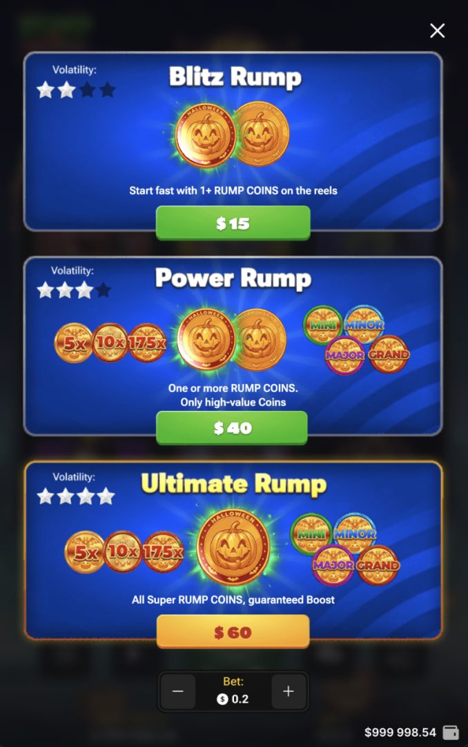 Rump And Halloween app soldi veri gioco d'azzardo truffa demo bonus casino: opzioni Buy Bonus in verticale su smartphone