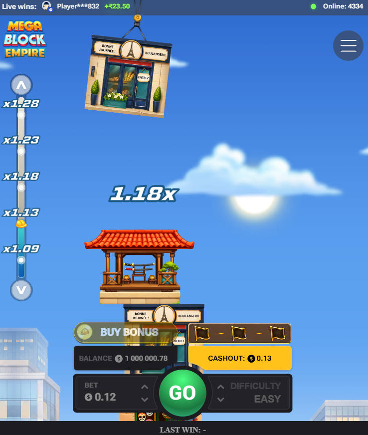 MegaBlock Empire app italiano gioco d'azzardo truffa demo bonus casino gratis: vista verticale su smartphone