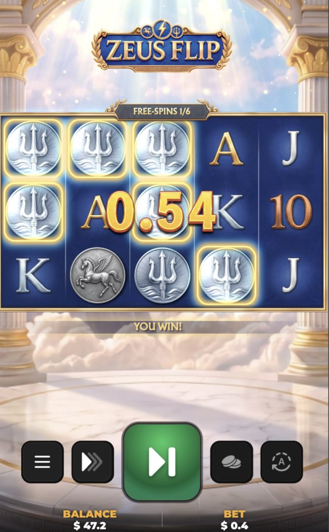 Zeus Flip app italiano gioco d'azzardo truffa demo bonus casino gratis: vista verticale su smartphone