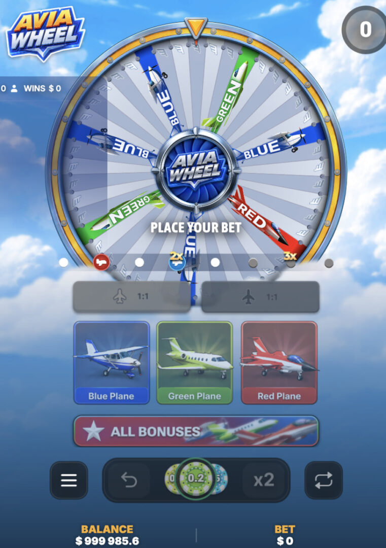 Avia Wheel opinioni app mobile soldi veri: schermata verticale Place your bet con fiches e pulsanti x2 e Repeat
